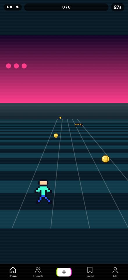 Neon Runner: a runner switching lanes on a neon track
