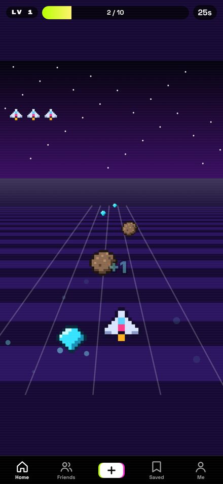 Star Dash: flying a ship through space, grabbing gems